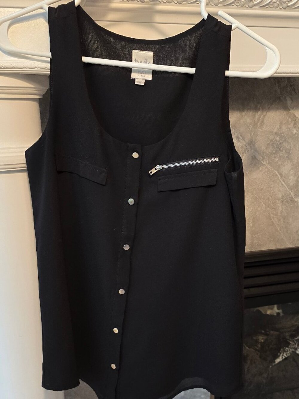 TWIK Simons black sleeveless button up blouse XS